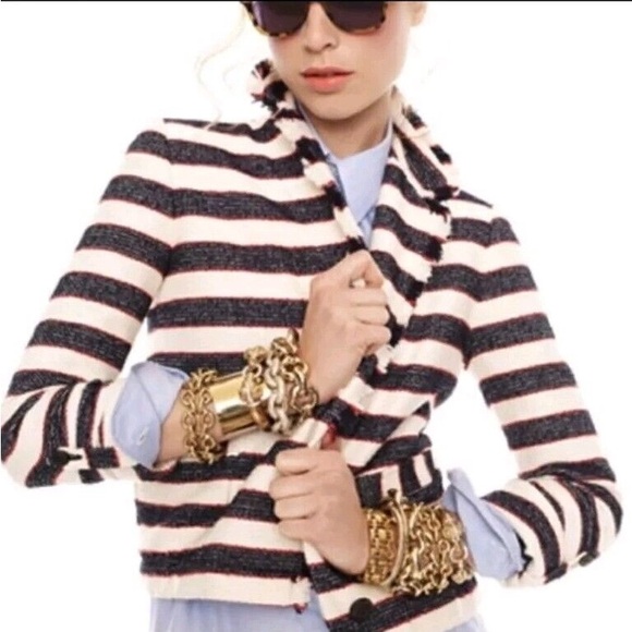 J. Crew Tweed Blazer Nautical Stripes - Picture 3 of 6